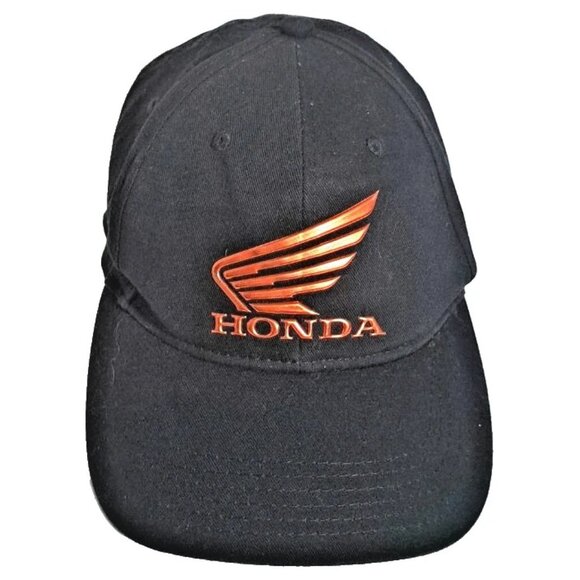 Black Honda Racing Official License Hat Wing Logo Cap Adjustable Strap Unisex - Picture 1 of 8